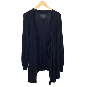 Costes Black Open Front Oversized Cardigan Faux Leather Elbow Patches Small